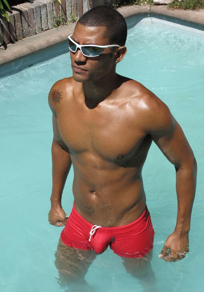 Pouch X3D Square cut Swimwear for Men Red - Half body