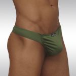 Green Olive TERRA thong in Feel Suave microfiber with enhancing pouch - side