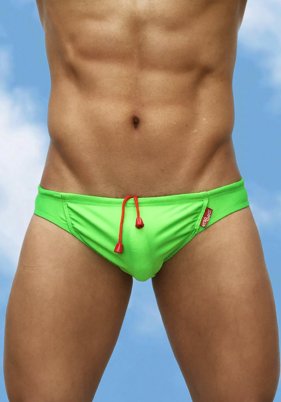 Men’s bikini swimwear with enhancing pouch Feel lime pouch - Front
