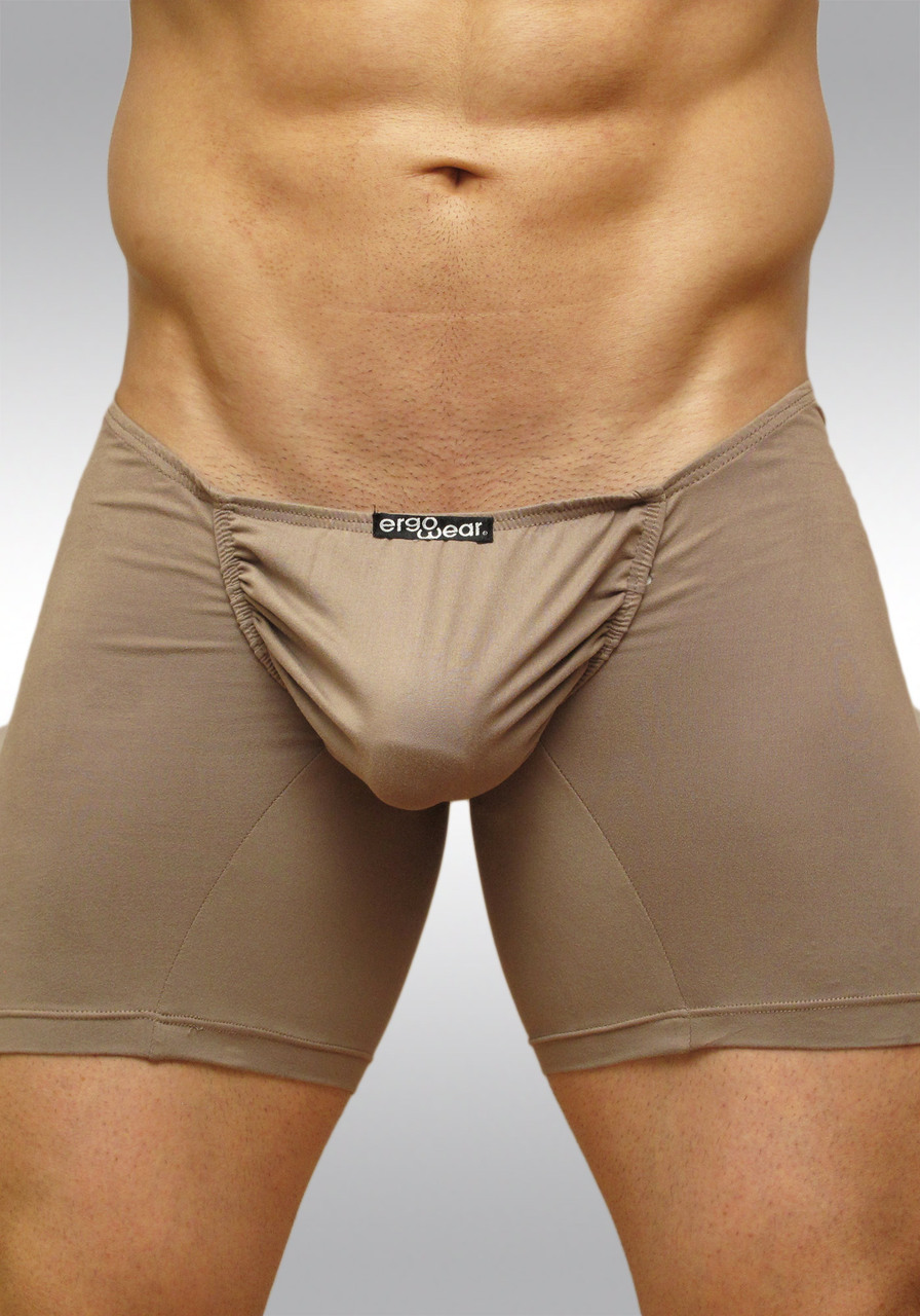 Skin colored mink midcut boxer brief Feel Suave microfiber with enhancing pouch - front 2