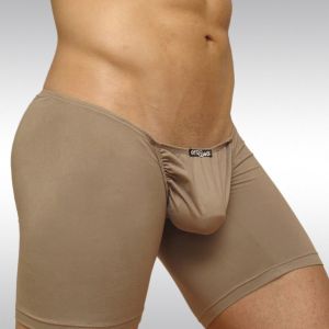 Skin colored mink midcut boxer brief Feel Suave microfiber with enhancing pouch - side