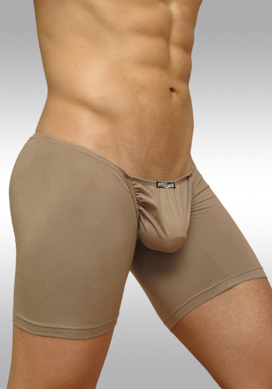 Skin colored mink midcut boxer brief Feel Suave microfiber with enhancing pouch - side