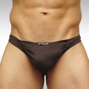 Brown Chocolate thong Feel Suave microfiber with enhancing pouch - front B