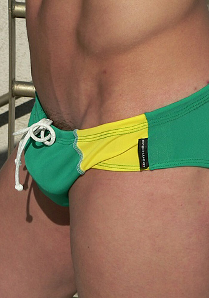 Ergowear Flex Pouch Swimsuit Brazilian Green/Yellow Side