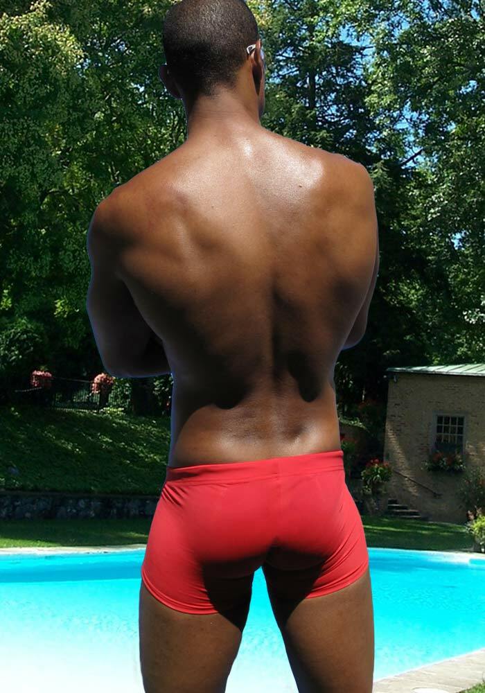 Pouch X3D Square cut Swimwear for Men Red - Back view