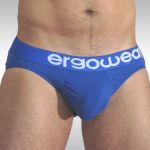 Pouch Brief PLUS in Blue Cotton-Lycra - Side view - small size mens underwear