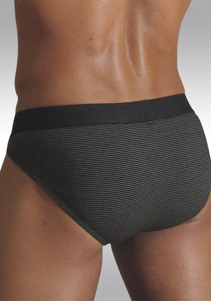 Pouch Brief Antimicrobial InCopper PLUS Black with White Pinstripes by Ergowear - Back - small size mens underwear
