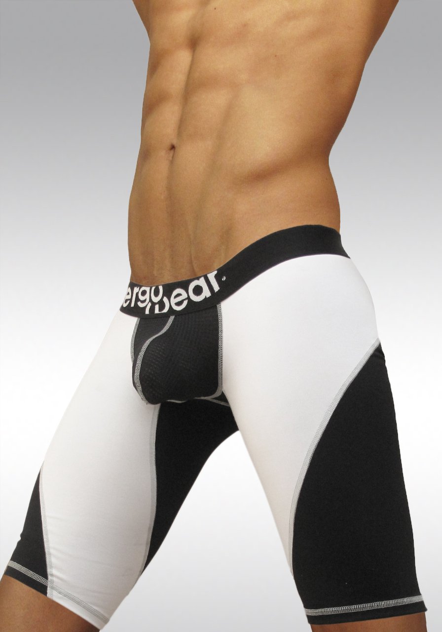 Compression Shorts with MAX Pouch in black/white mesh - Side