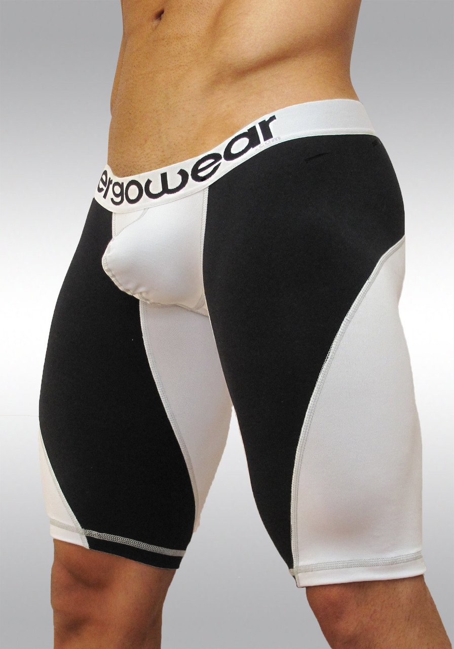 Compression Shorts with MAX Pouch in black/white - Side