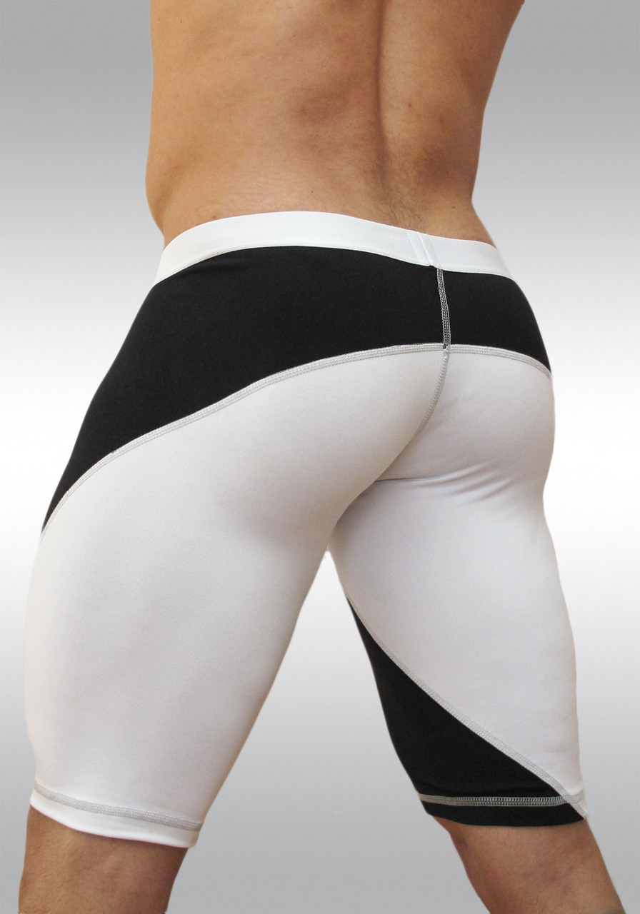 Compression Shorts with MAX Pouch in black/white - Back