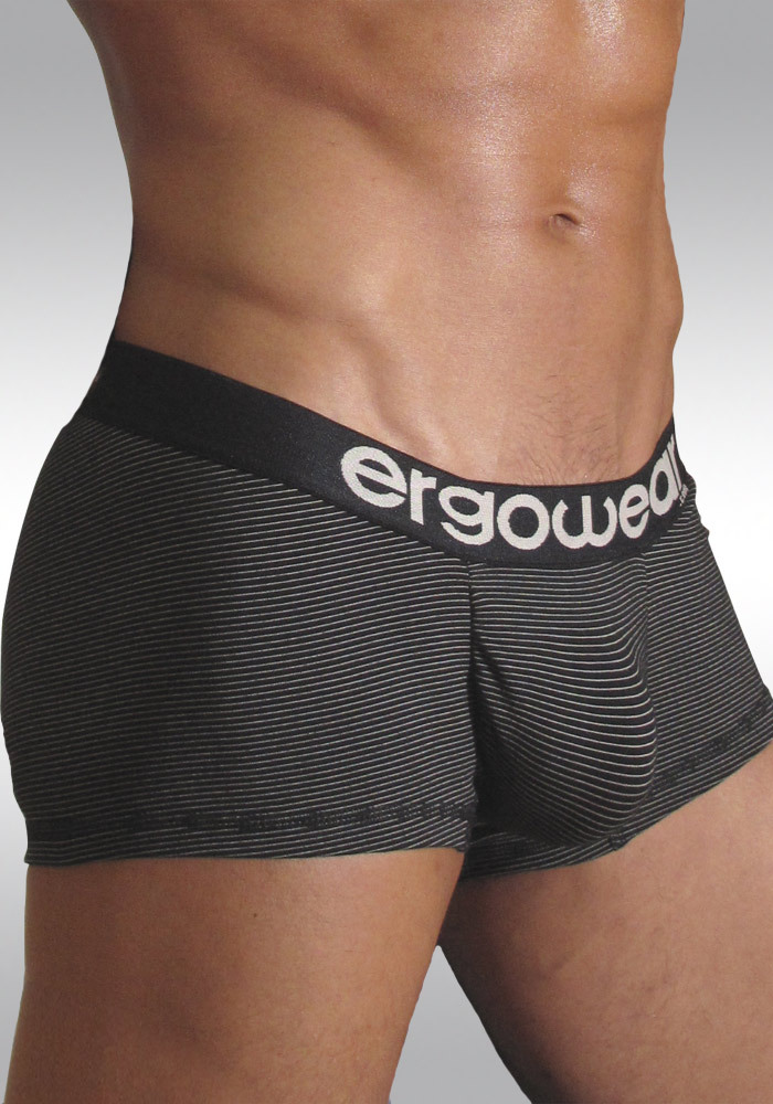 Pouch Boxer InCopper PLUS Black with White Pinstripes by Ergowear - Half Side - small size mens underwear