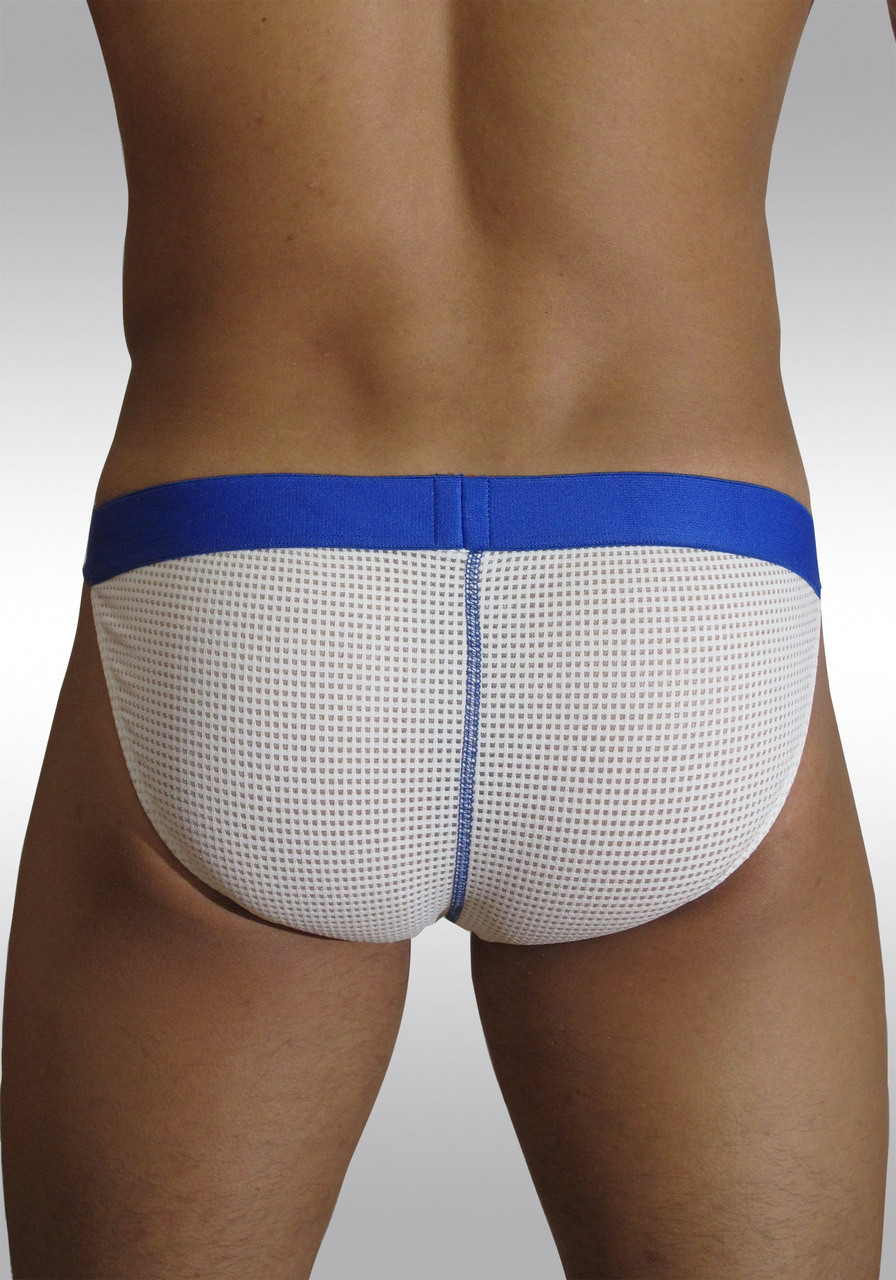 MAX Mesh Bikini Underwear White/Blue Pouch by Ergowear - Back
