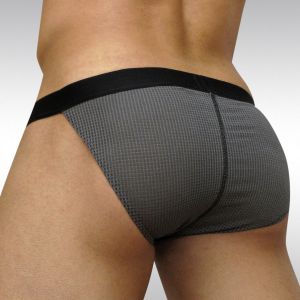 Mesh mens underwear with pouch MAX Bikini Grey by Ergowear - Back