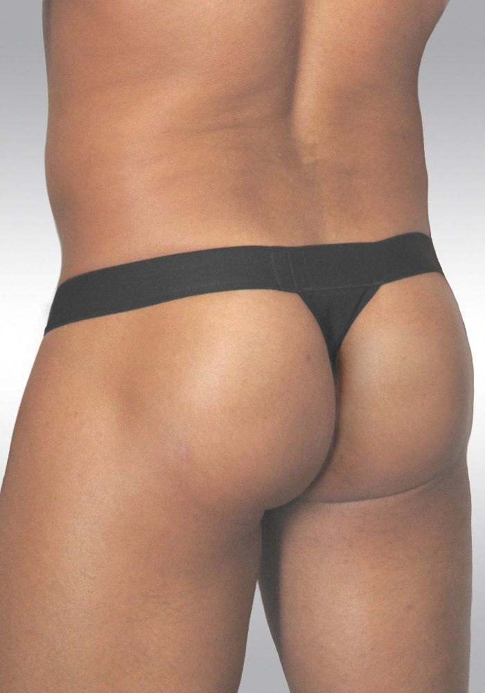 Ergowear Black Pouch Thong in Cotton-Lycra - Back View