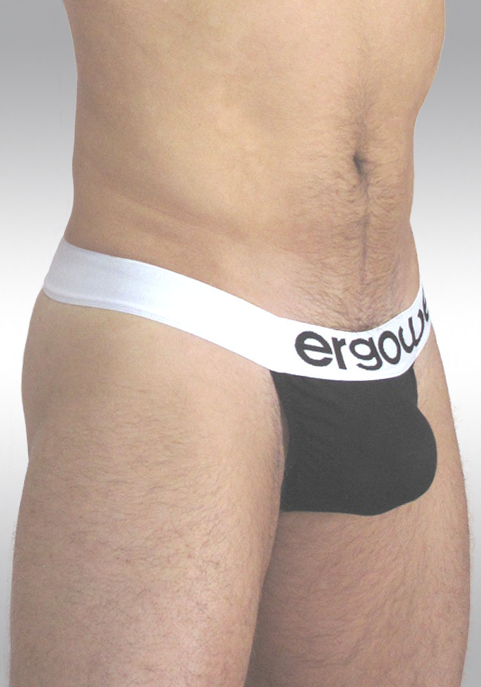 cheap mens underwear - ergowear sale - PLUS Pouch Thong for men Black/white - side
