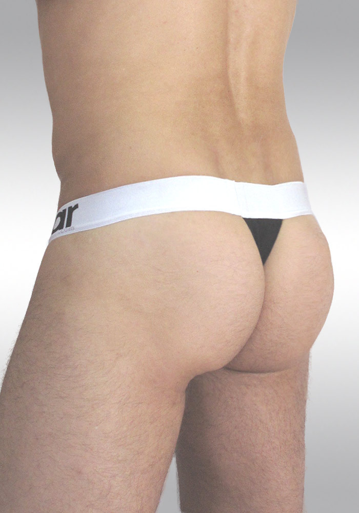 cheap mens underwear - ergowear sale - PLUS Pouch Thong for men Black/white - back