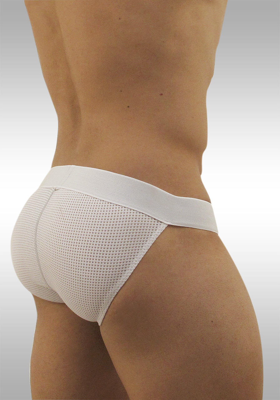 Mesh mens underwear with pouch MAX mesh Bikini White/Grey by Ergowear - Back