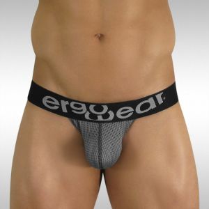 Mesh Jockstrap Grey with Ergowear GYM Pouch and Black Waistband - Front