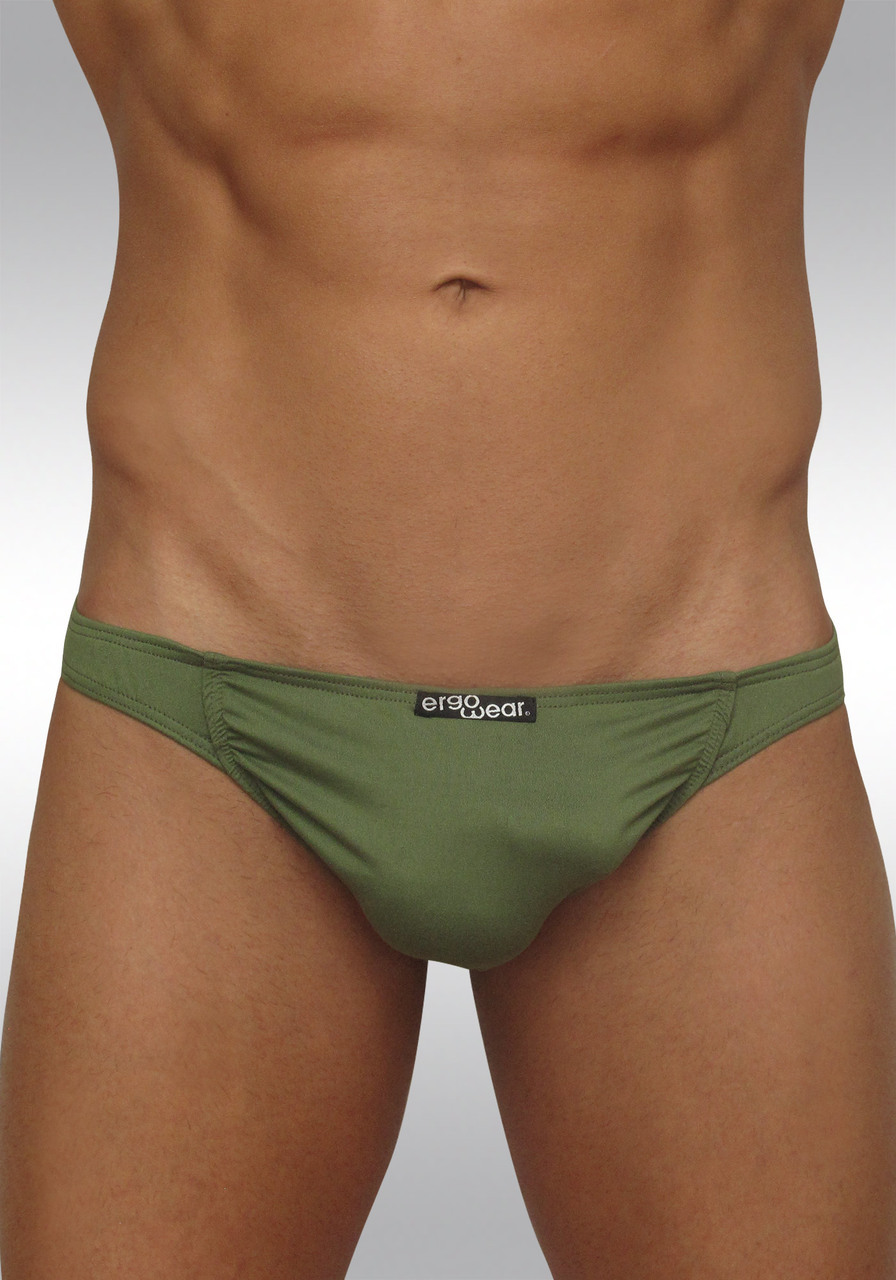 Green Olive TERRA bikini in Feel Suave microfiber with enhancing pouch - front B