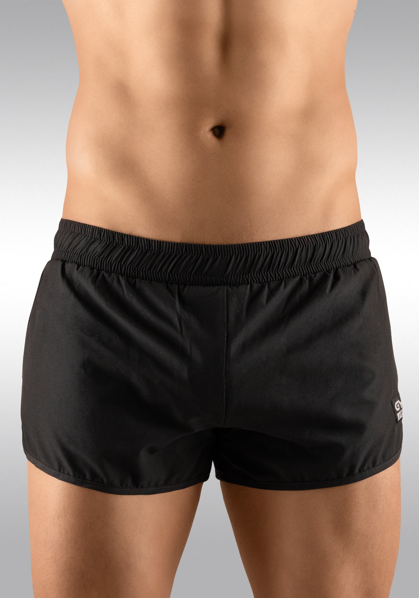 Men's Gym Shorts Black Front View - Ergowear