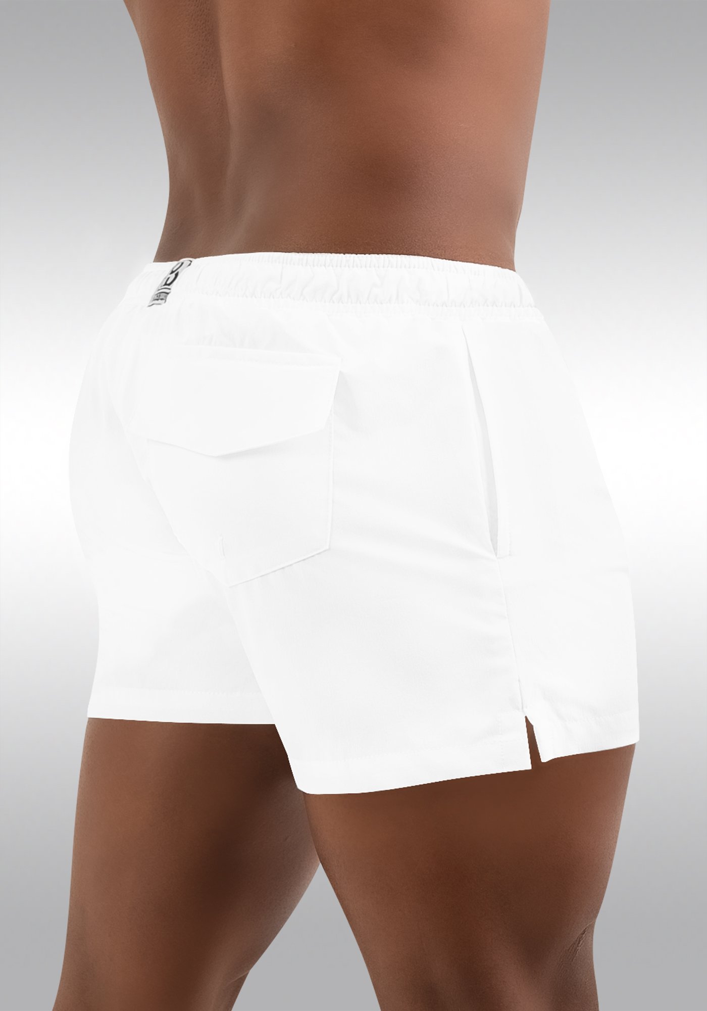 GYM Short White with Built In Pouch Underwear