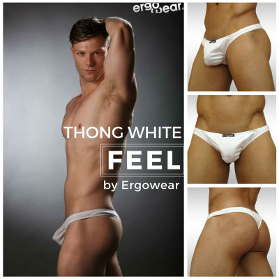 Male Model wearing FEEL Thong White